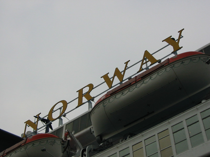 The big letters on the topmost deck.